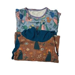 Rags to Raches Disney Rompers Lot of 2 Girls 2T Brave Merida Aurora
